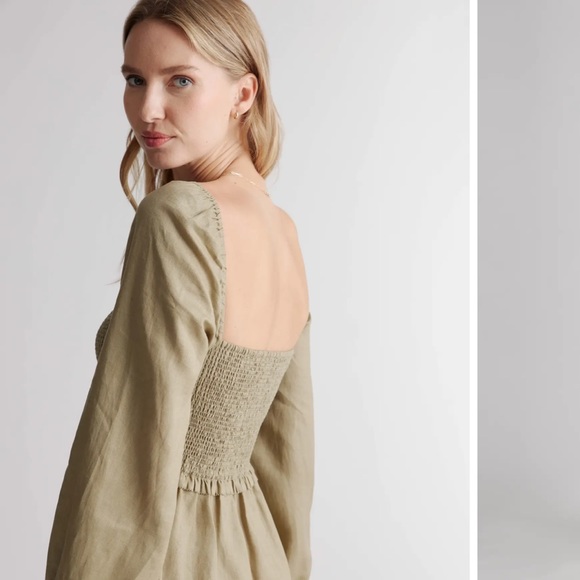 100% European Linen Smocked Mini Dress - Picture 2 of 7